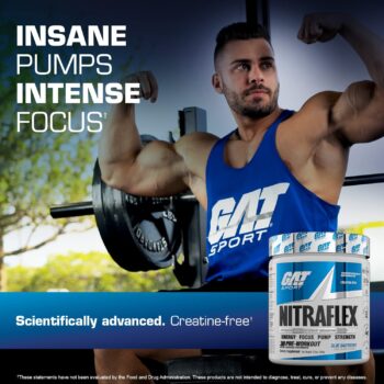 GAT Sport NITRAFLEX Testosterone Boosting Powder, Increases Blood Flow, Boosts Strength and Energy