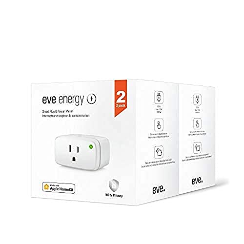 Eve Energy 2 Pack - Smart Plug & Power Meter with Built-in Schedules, Switch a Connected lamp or Device on & Off, Voice Control, no Bridge, Bluetooth Low Energy, Apple HomeKit, Bluetooth, Thread