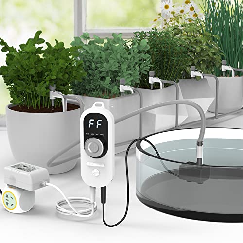 Drip Irrigation Kit,Big Power Automatic Watering System for Potted Plants-12 PCS Adjustable Water Flow Drip Head-Plant Watering Devices,30 Day Interval Programmable Timer,Watering on Working Days (white)
