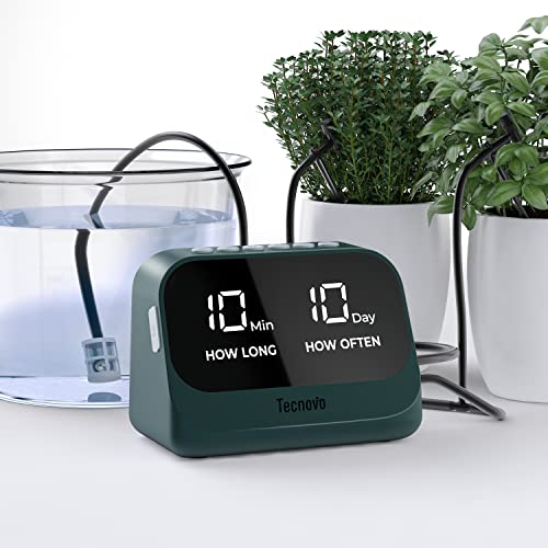 Tecnovo Automatic Watering System for Potted Plants, DIY Drip Irrigation Kit with Smart Timer, Waterproof LED Display & Large Capacity Battery, Precise Distribution of Water