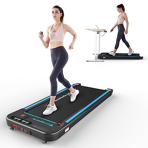 CITYSPORTS Treadmills for Home, Under Desk Treadmill Walking Pad with Audio Speakers, Slim & Portable Remote Dual LED Display, Office Home (Black)